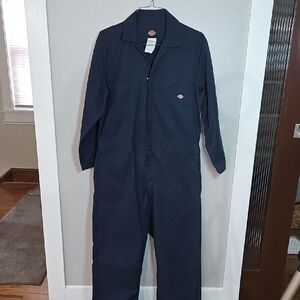 Dickies Large Dark Blue Work Full Front Zipper Unisex Coveralls
